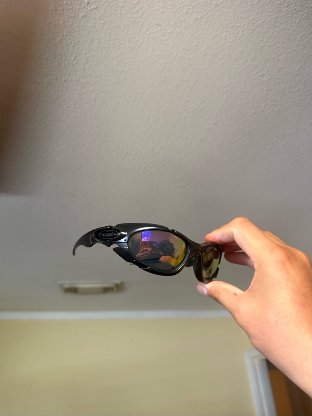 Sporty Black Women's Sunglasses with Iridescent Mirrored Lenses Oakley